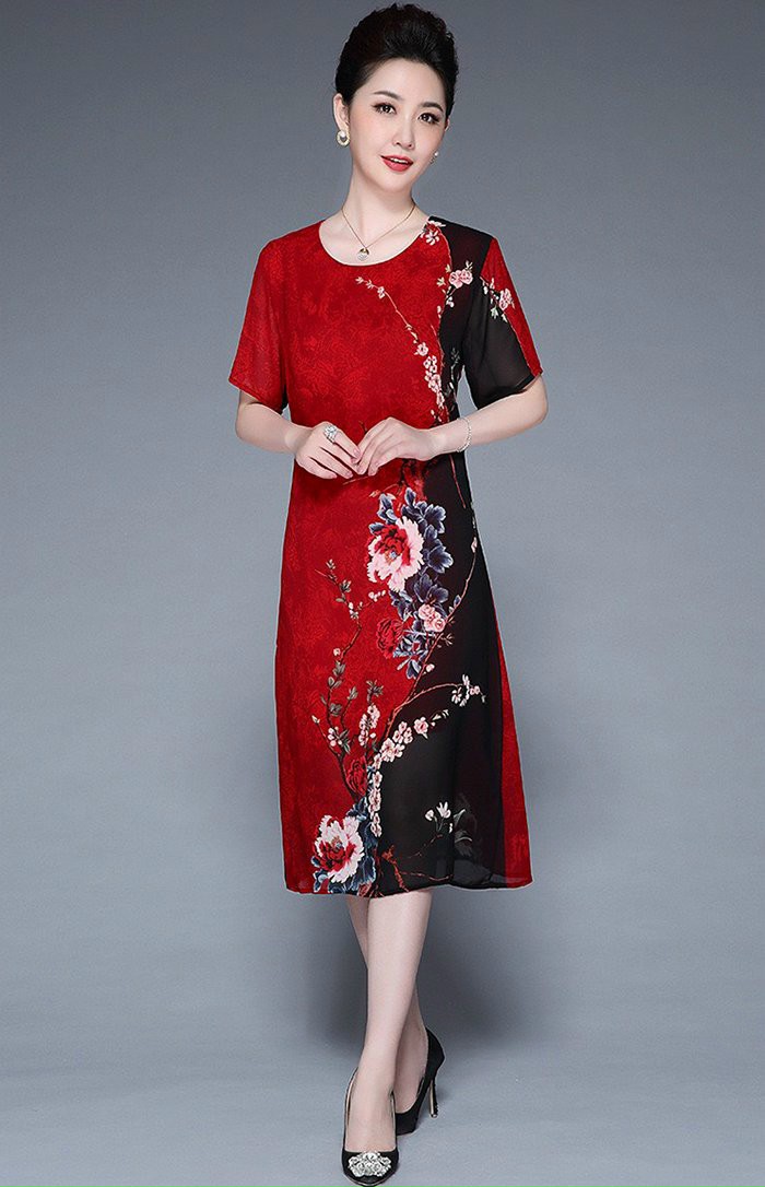 Đầm Suông In Hoa Mẫu Đơn - D235